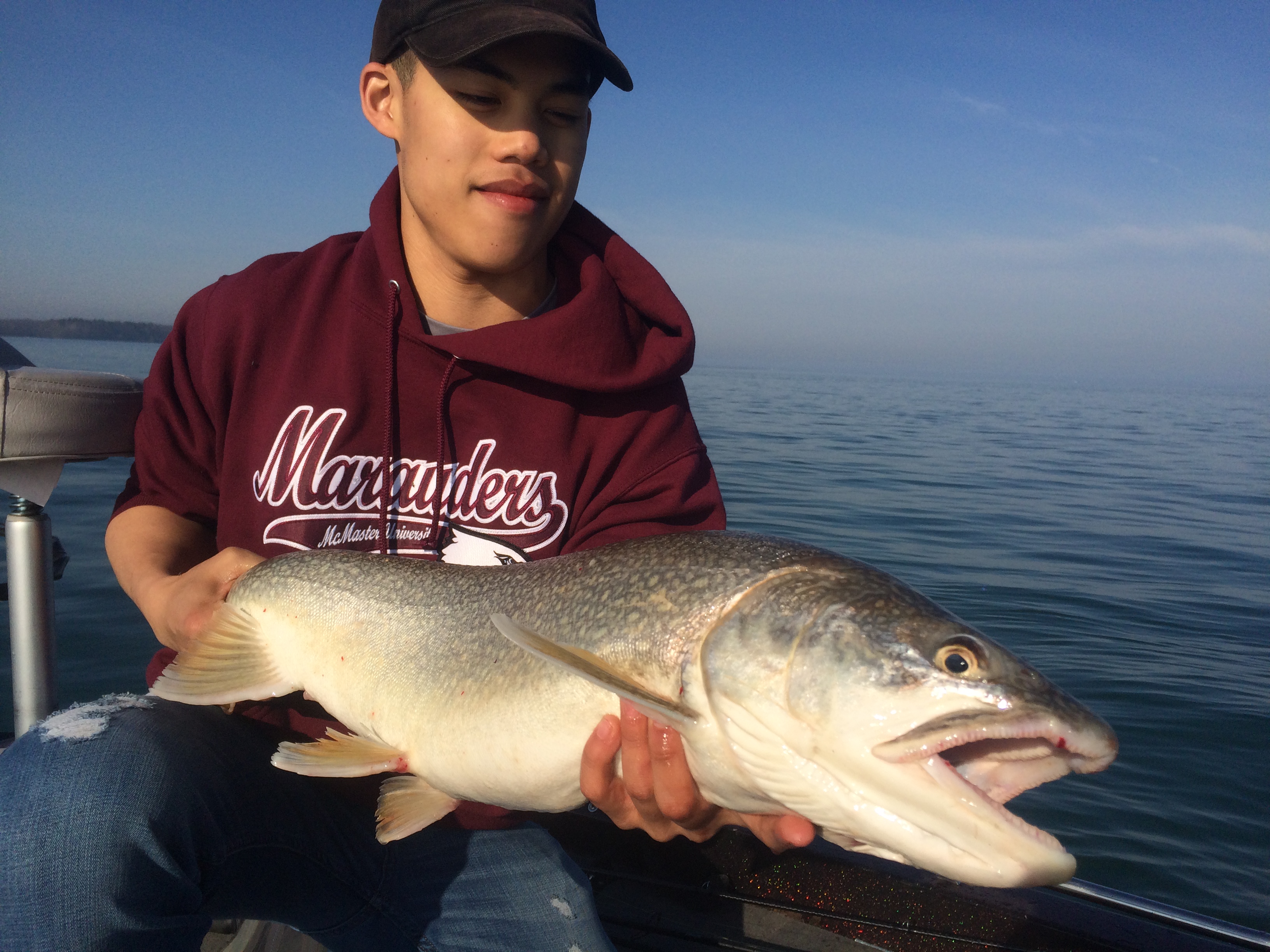 Catching Niagara River lake trout jigging tube jigs