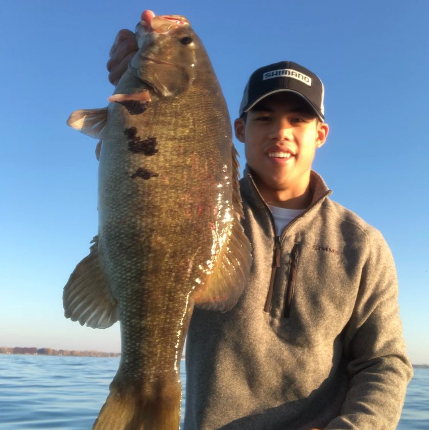 Lake Erie smallmouth bass caught in the fall of 2020 on a Duo Realis Vibration 68 Lipless Crankbait