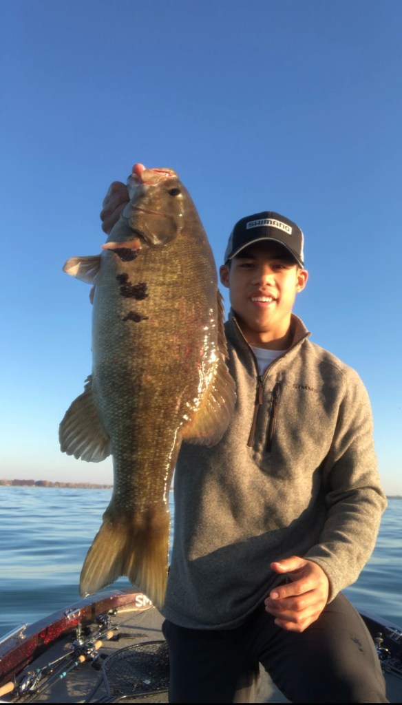 Lake Erie smallmouth bass caught in the fall of 2020 on a Duo Realis Vibration 68 Lipless Crankbait