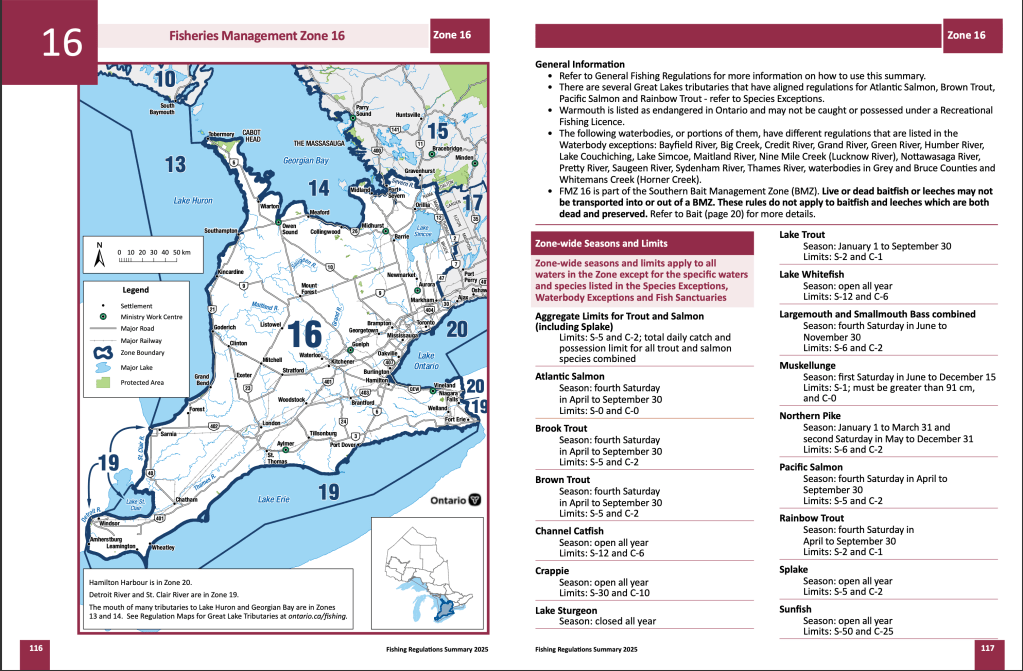 Zone 16 Fishing Regulations