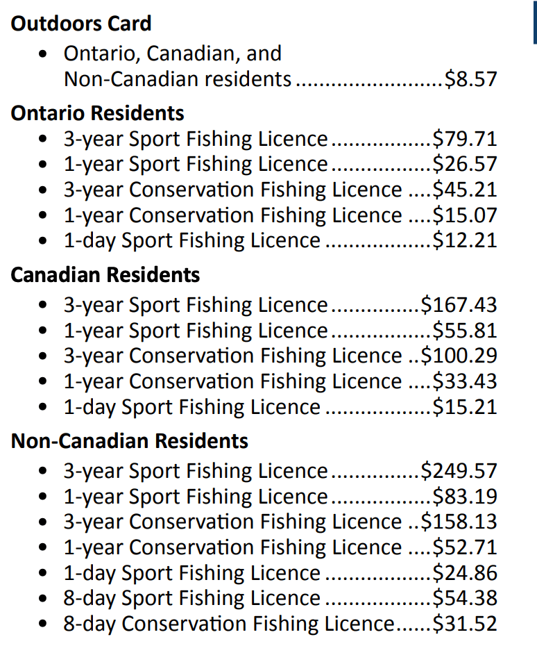 Ontario Fishing License Cost Breakdown